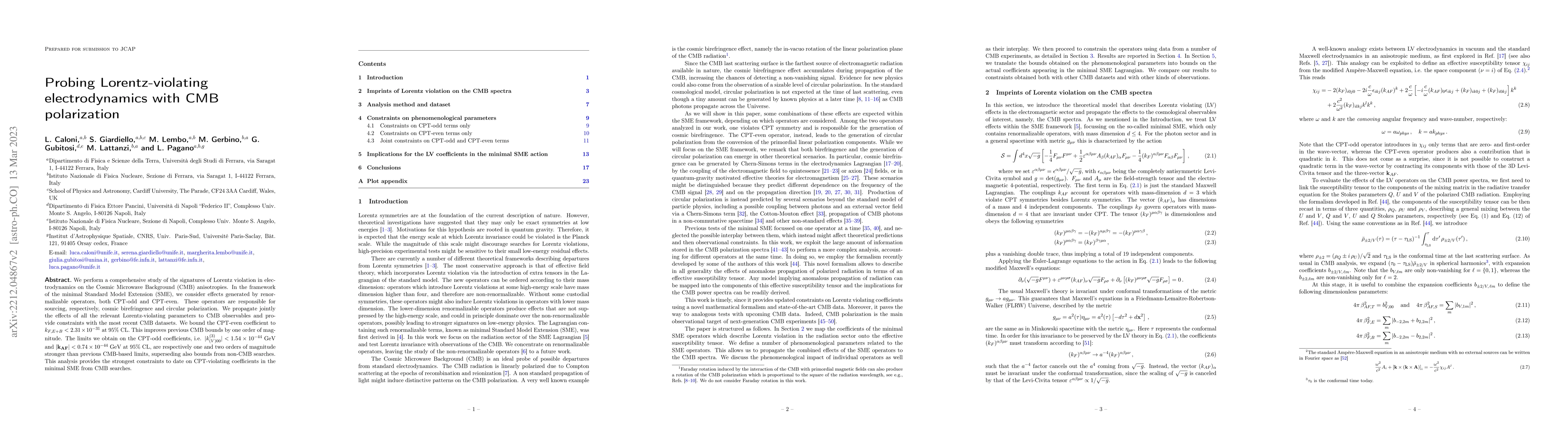 Thumbnail for Probing Lorentz-violating electrodynamics with CMB polarization