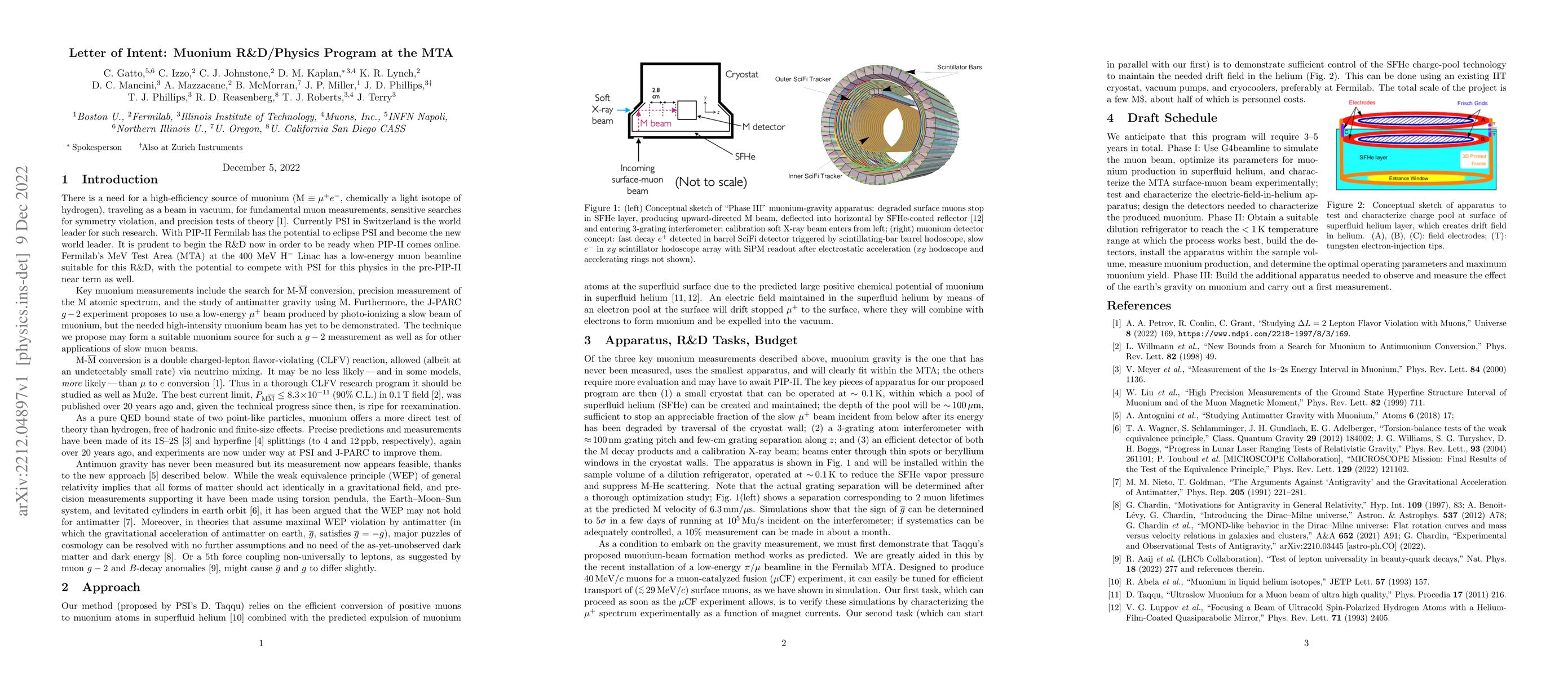 Thumbnail for Letter of Intent: Muonium R&D/Physics Program at the MTA