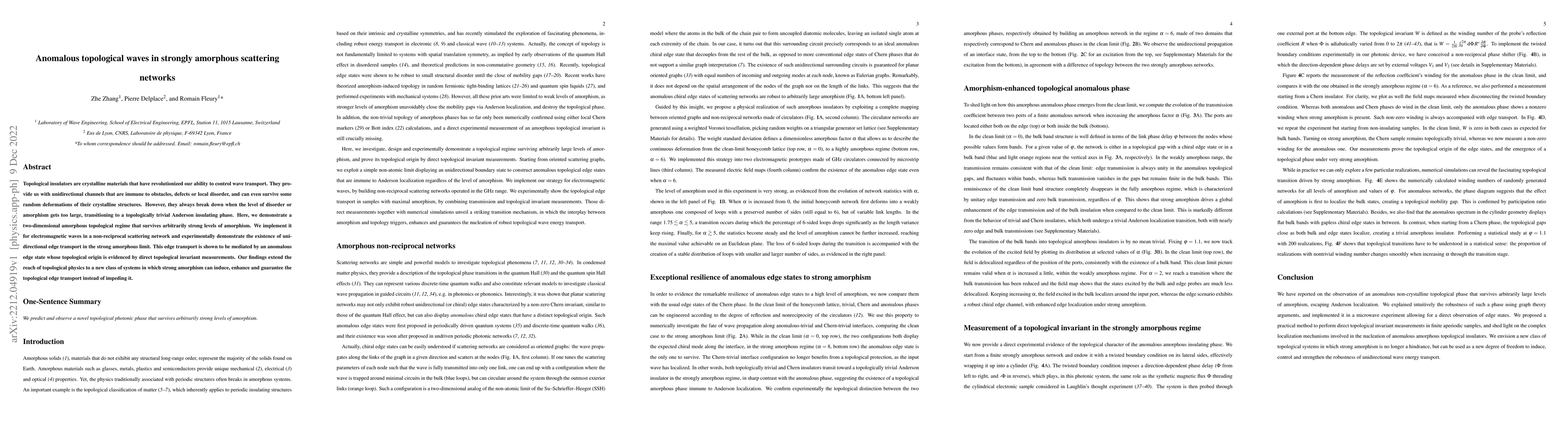 Thumbnail for Anomalous topological waves in strongly amorphous scattering networks