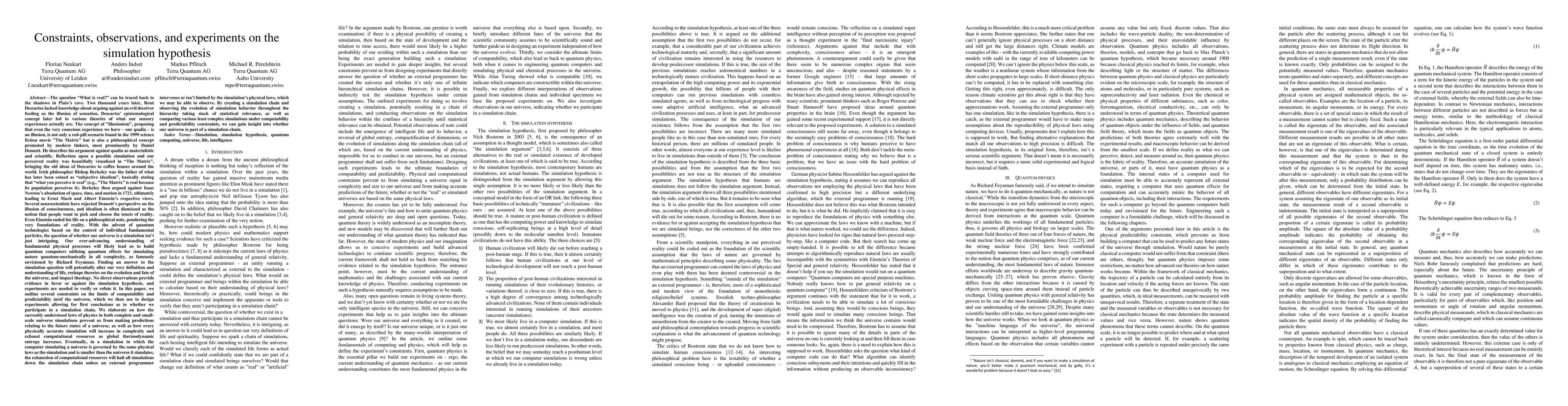 Thumbnail for Do we live in a [quantum] simulation? Constraints, observations, and
  experiments on the simulation hypothesis
