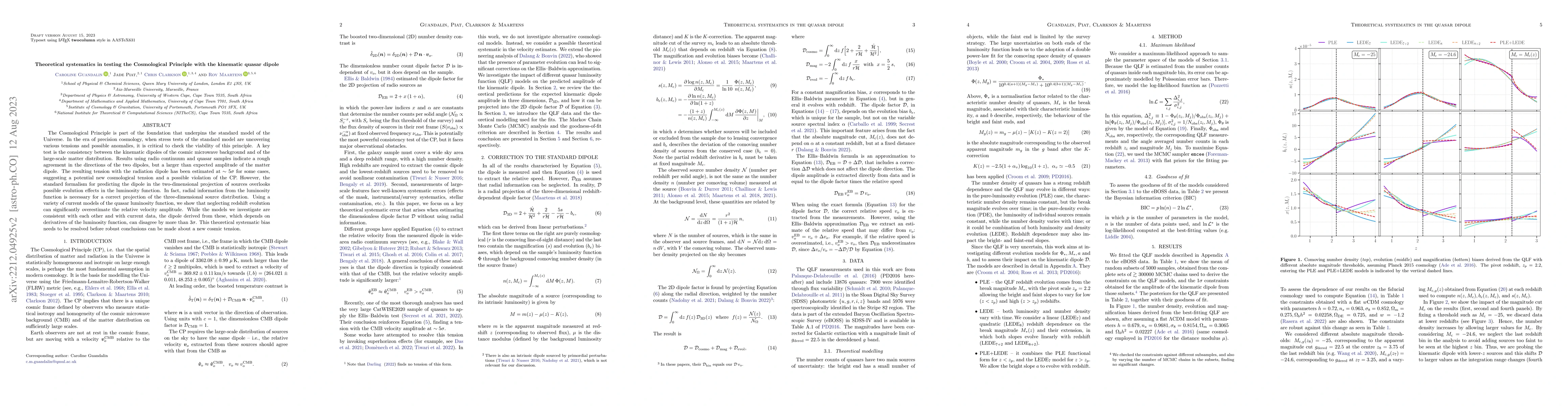Thumbnail for Theoretical systematics in testing the Cosmological Principle with the
  kinematic quasar dipole