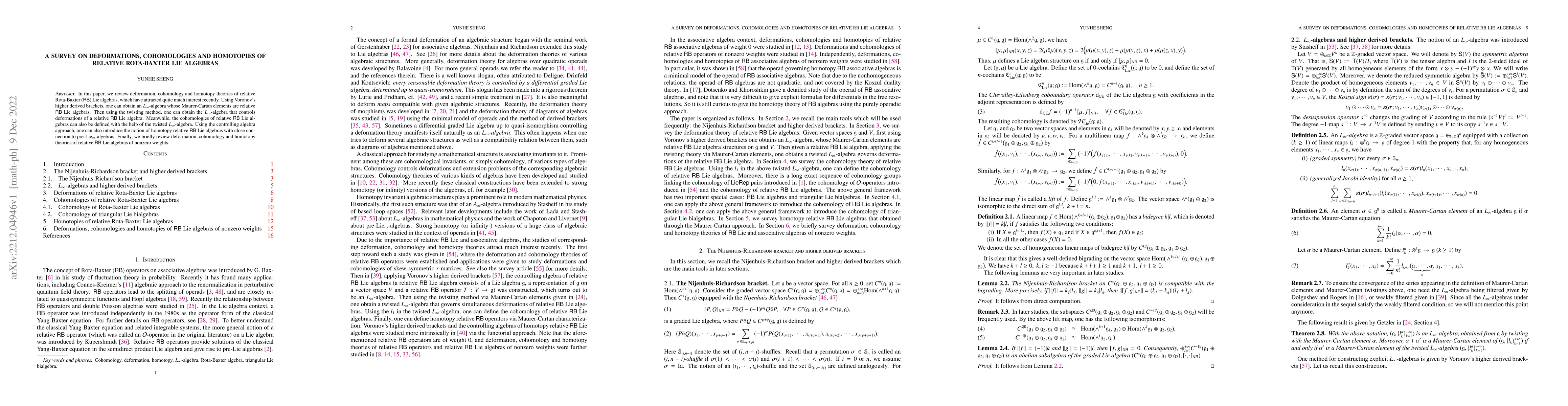 Thumbnail for A survey on deformations, cohomologies and homotopies of relative
  Rota-Baxter Lie algebras