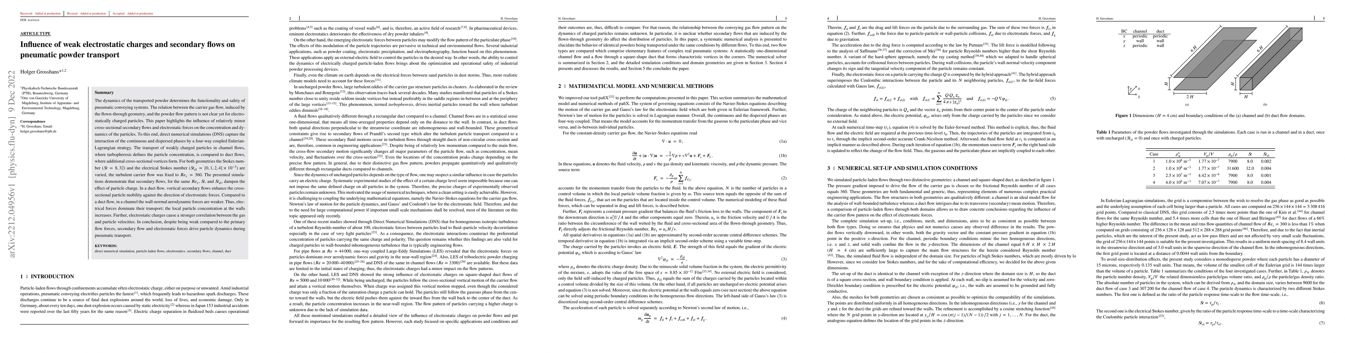 Thumbnail for Influence of weak electrostatic charges and secondary flows on pneumatic
  powder transport