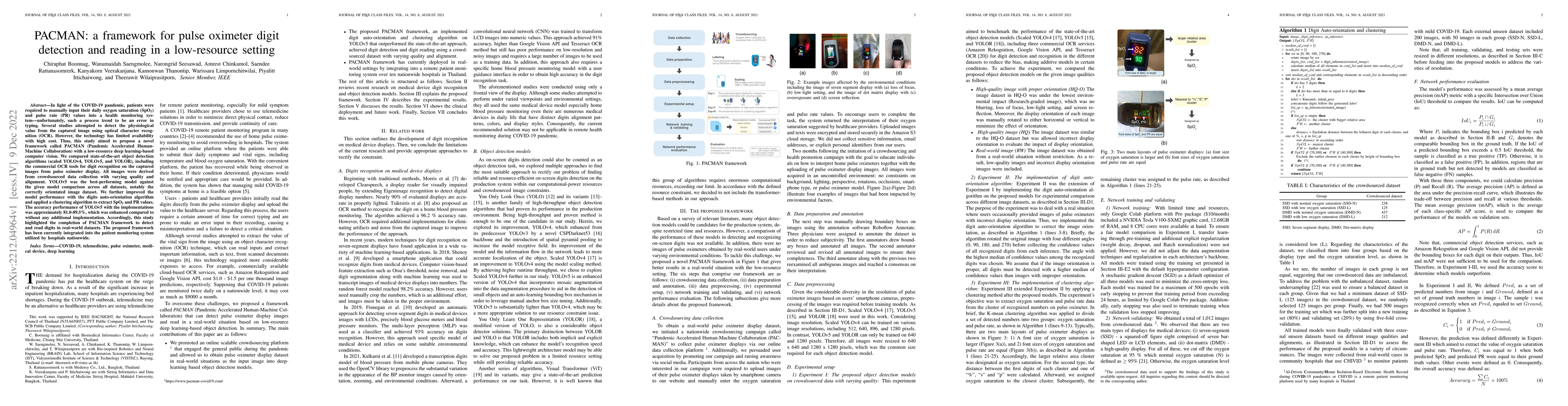 Thumbnail for PACMAN: a framework for pulse oximeter digit detection and reading in a
  low-resource setting