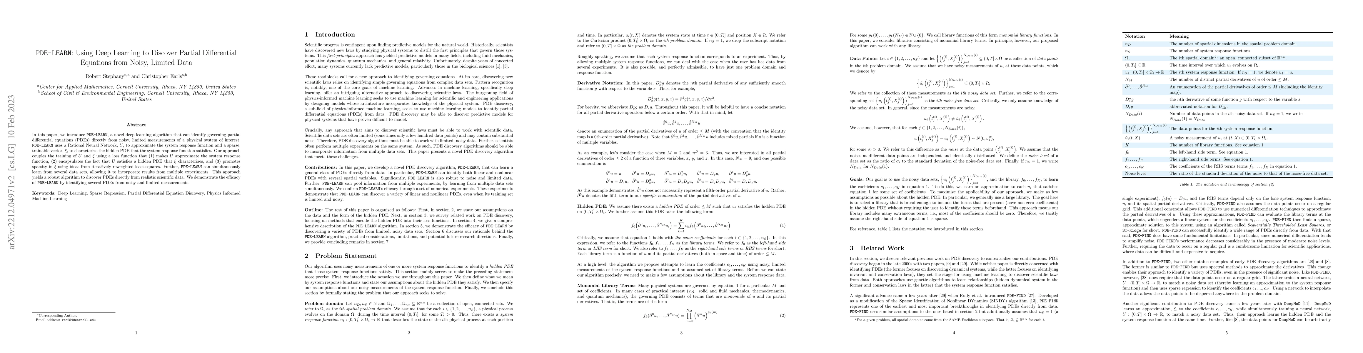 Thumbnail for PDE-LEARN: Using Deep Learning to Discover Partial Differential
  Equations from Noisy, Limited Data