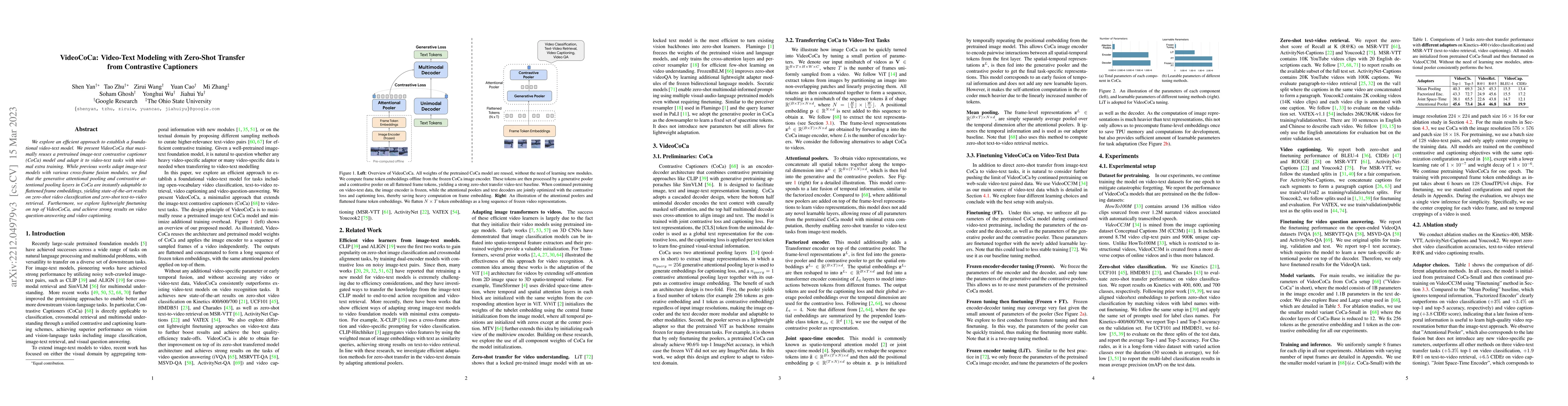 Thumbnail for VideoCoCa: Video-Text Modeling with Zero-Shot Transfer from Contrastive
  Captioners