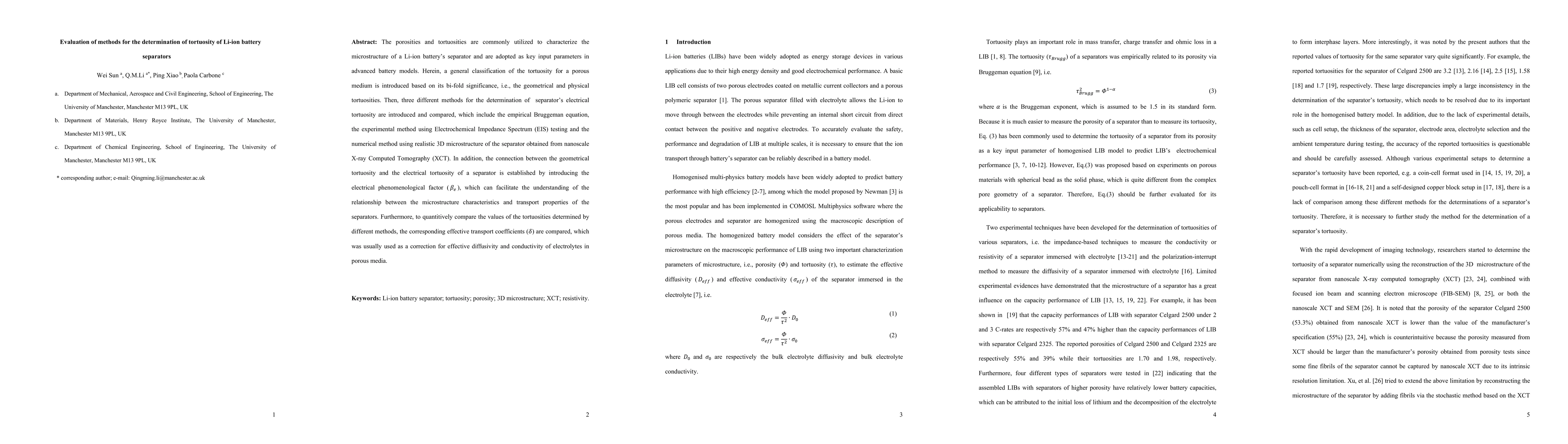 Thumbnail for Evaluation of methods for the determination of tortuosity of Li-ion
  battery separators