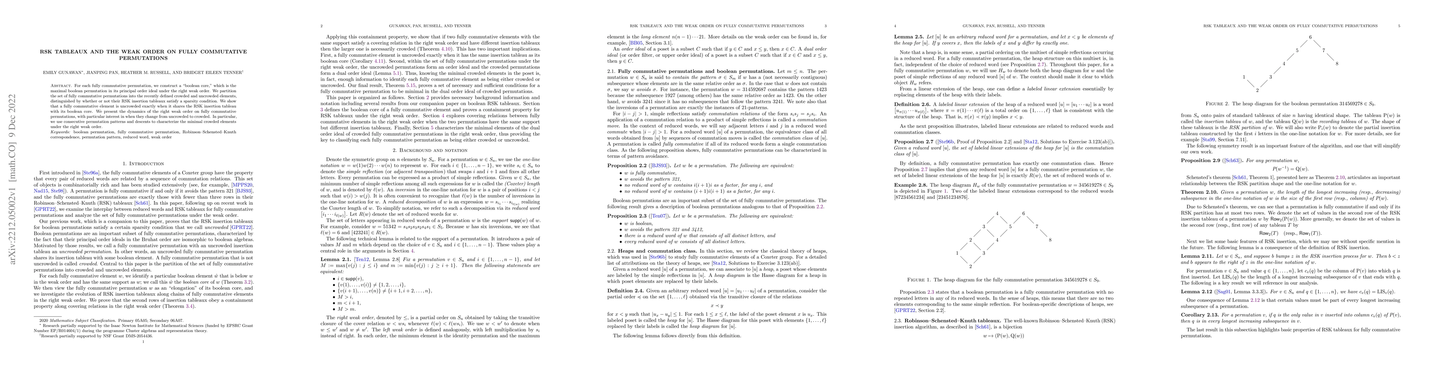 Thumbnail for RSK tableaux and the weak order on fully commutative permutations