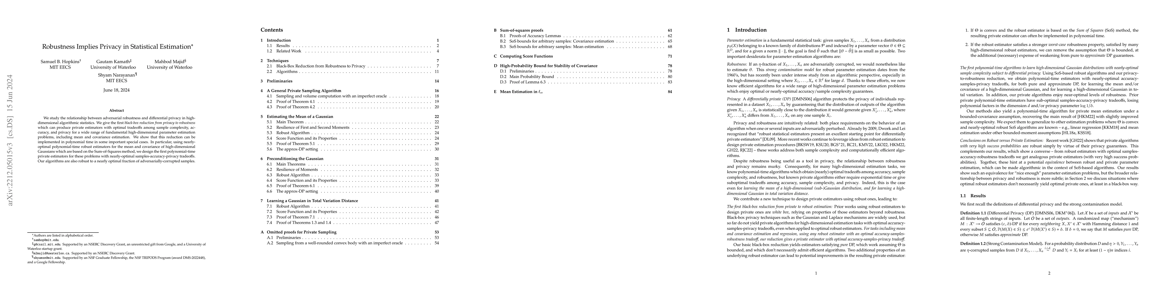 Thumbnail for Robustness Implies Privacy in Statistical Estimation