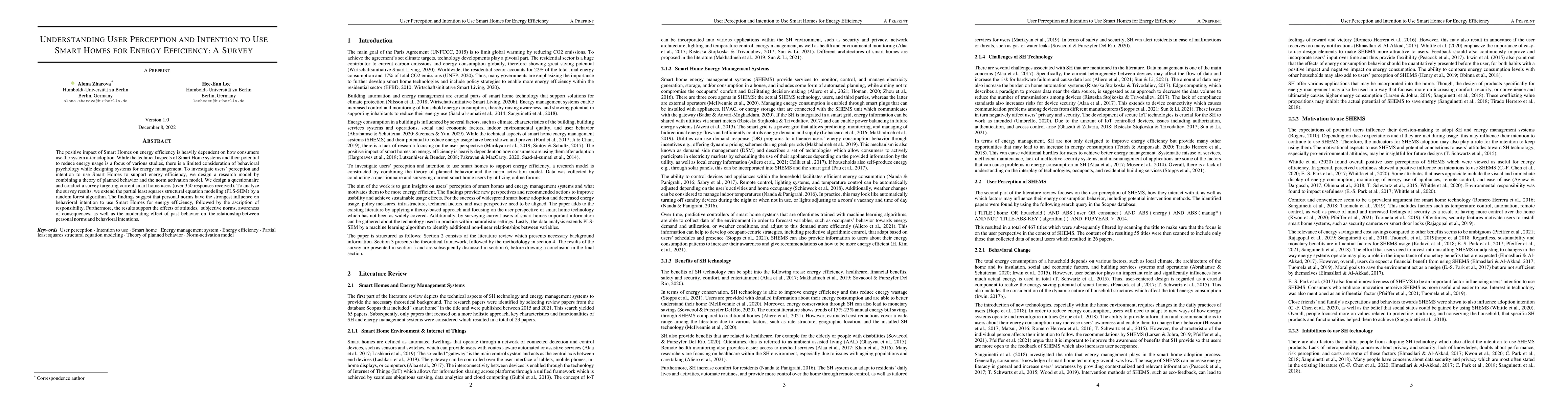 Thumbnail for Understanding User Perception and Intention to Use Smart Homes for
  Energy Efficiency: A Survey