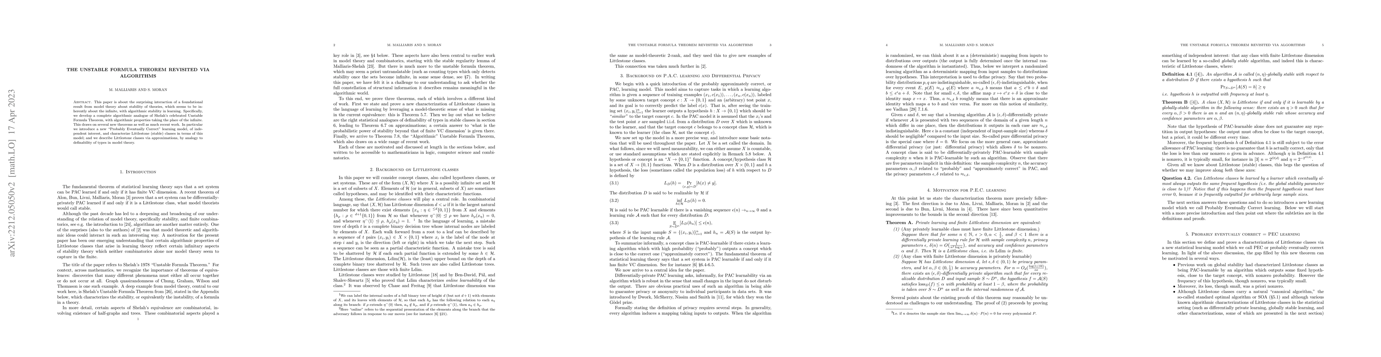 Thumbnail for The unstable formula theorem revisited via algorithms