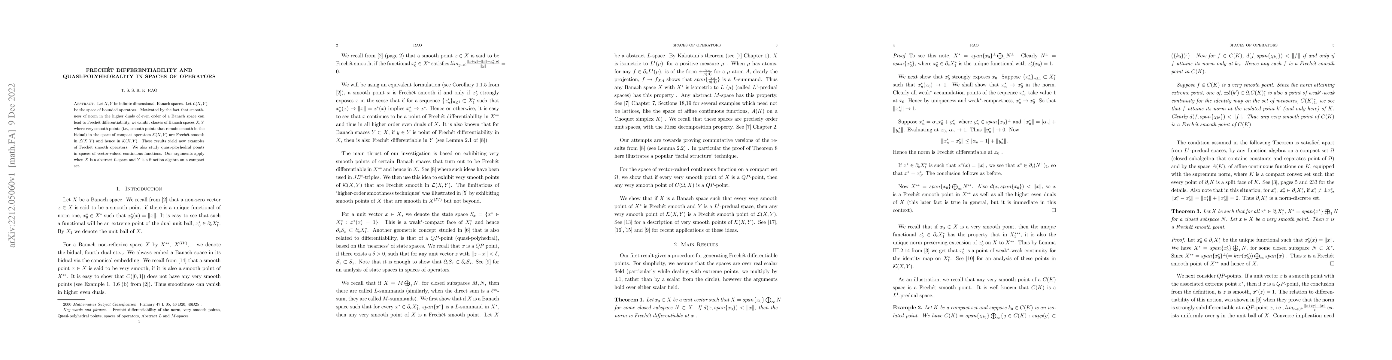 Thumbnail for Frechet differentiability and quasi-polyhedrality in spaces of operators