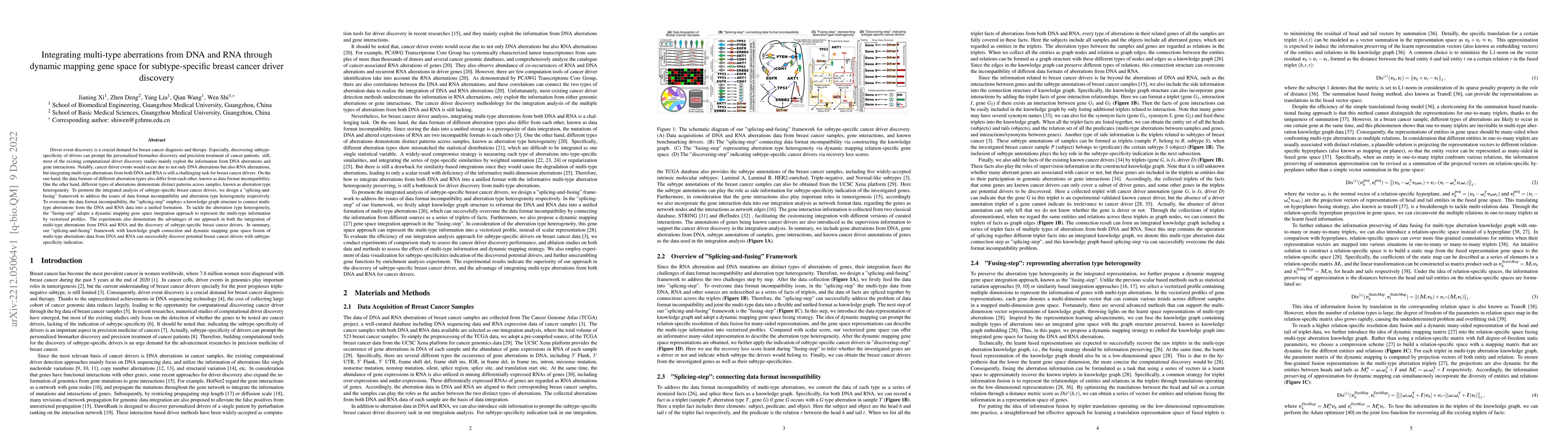 Thumbnail for Integrating multi-type aberrations from DNA and RNA through dynamic
  mapping gene space for subtype-specific breast cancer driver discovery