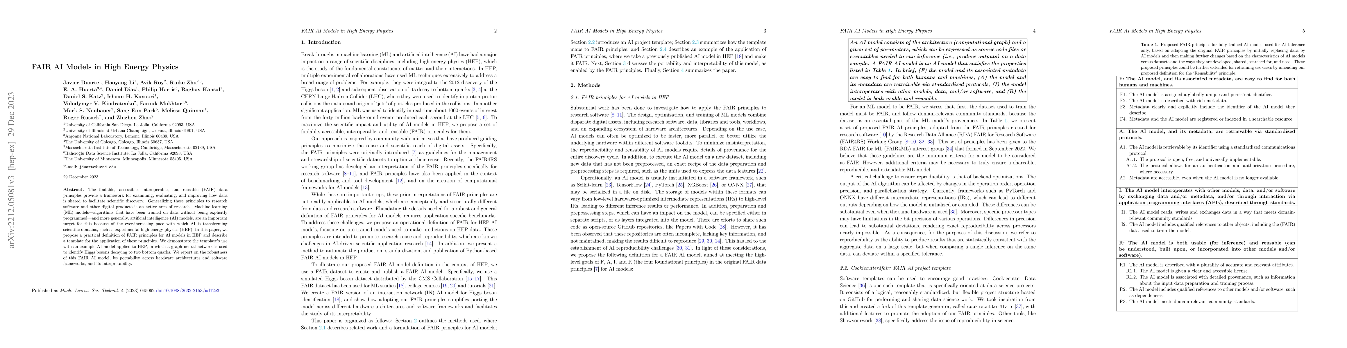 Thumbnail for FAIR AI Models in High Energy Physics