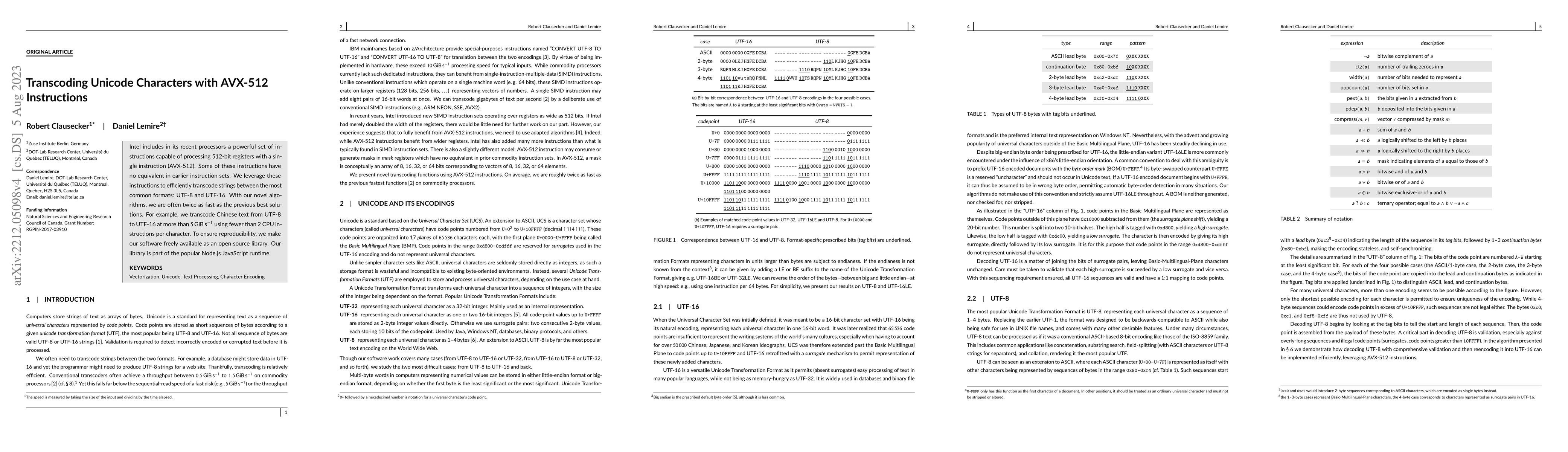 Thumbnail for Transcoding Unicode Characters with AVX-512 Instructions