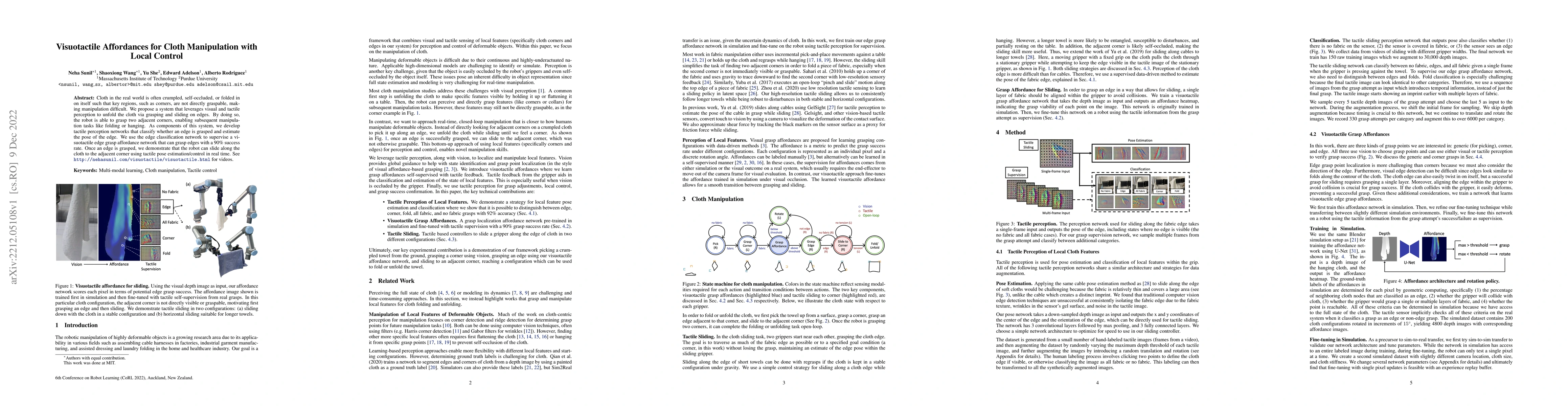 Thumbnail for Visuotactile Affordances for Cloth Manipulation with Local Control