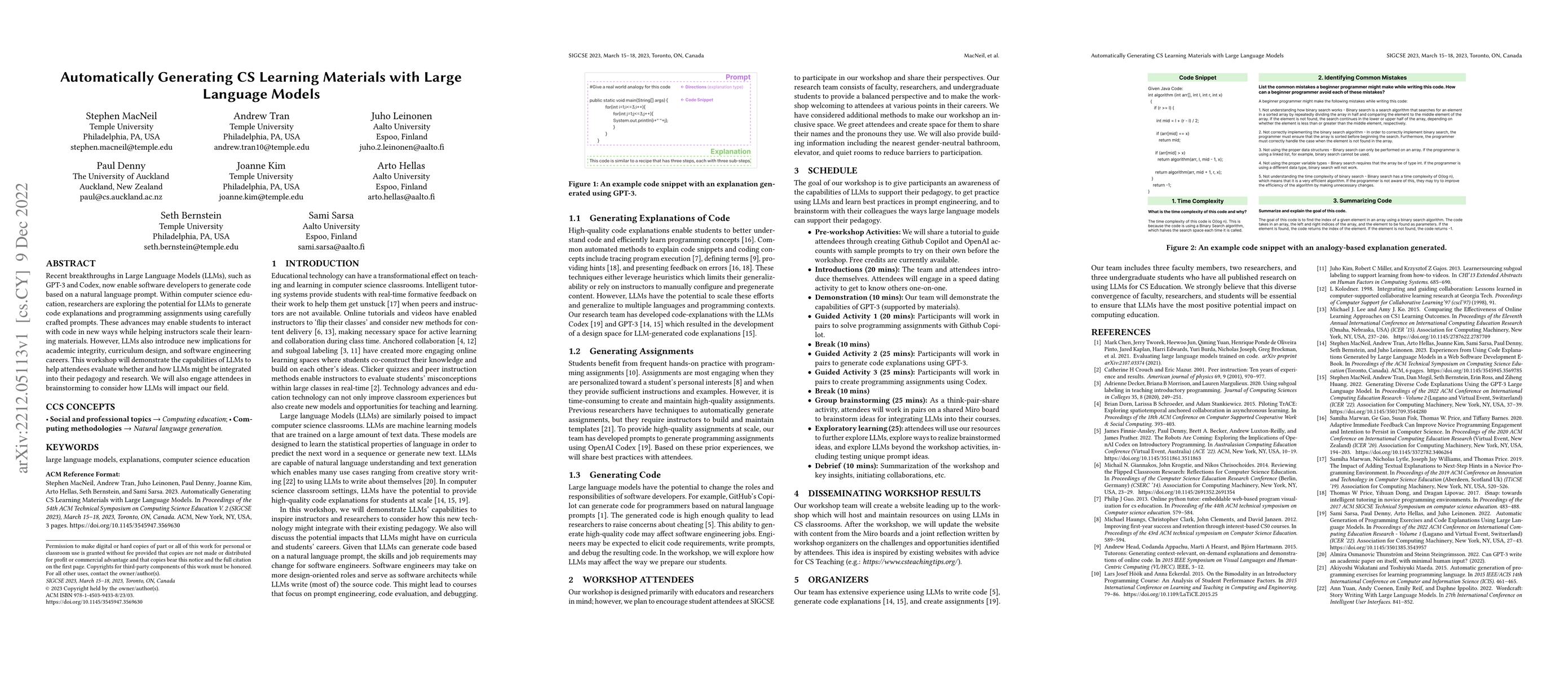 Thumbnail for Automatically Generating CS Learning Materials with Large Language
  Models