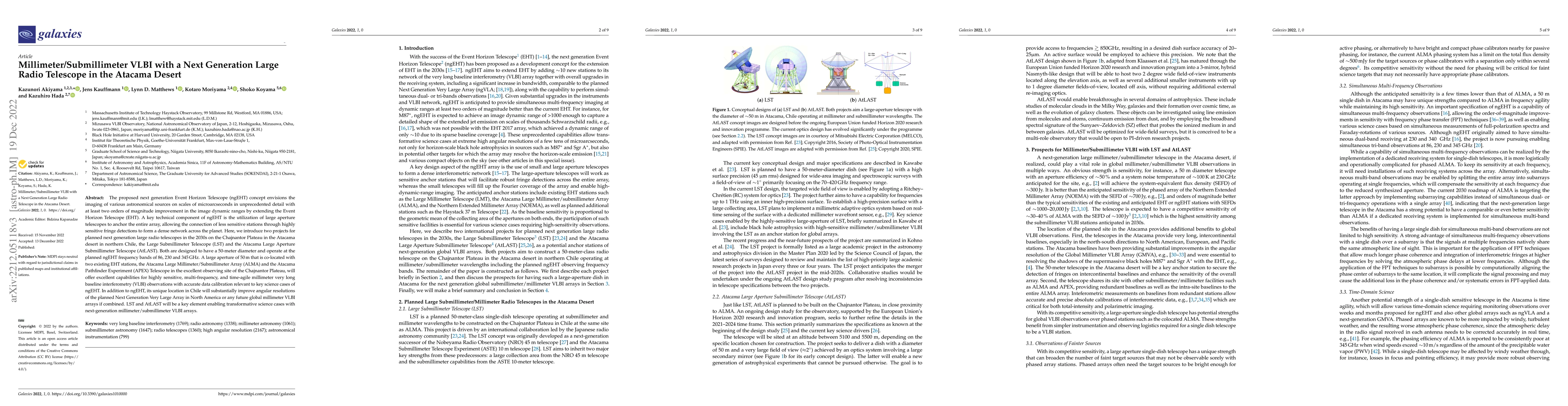 Thumbnail for Millimeter/submillimeter VLBI with a Next Generation Large Radio
  Telescope in the Atacama Desert