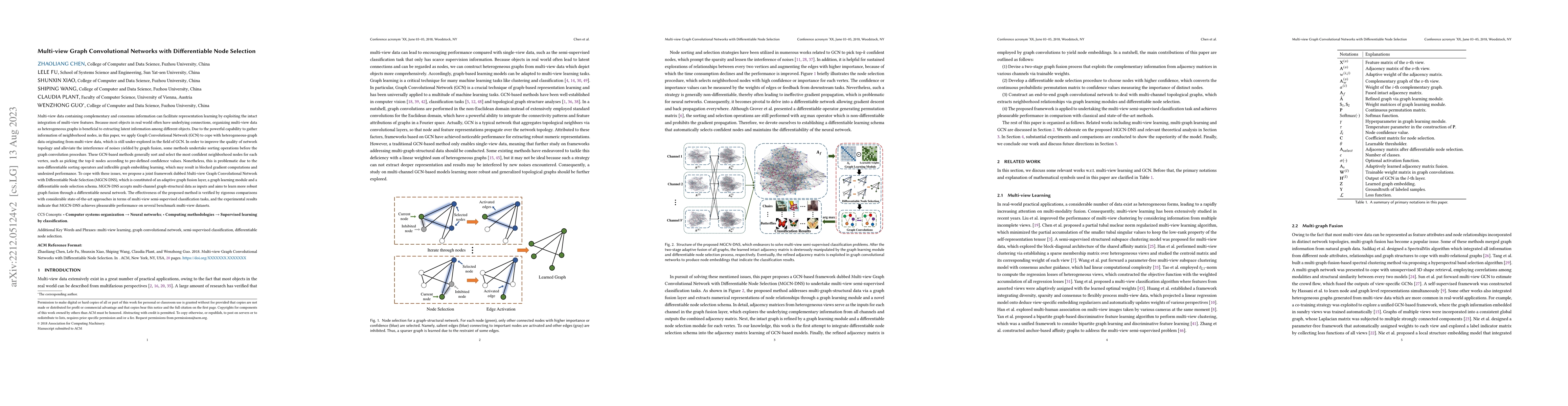 Thumbnail for Multi-view Graph Convolutional Networks with Differentiable Node
  Selection