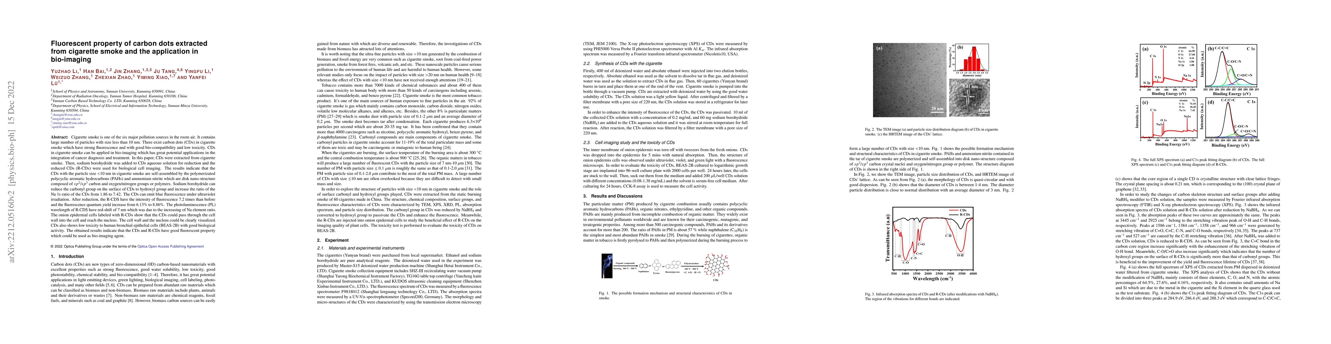 Thumbnail for Fluorescent property of carbon dots extracted from cigarette smoke and
  the application in bio-imaging