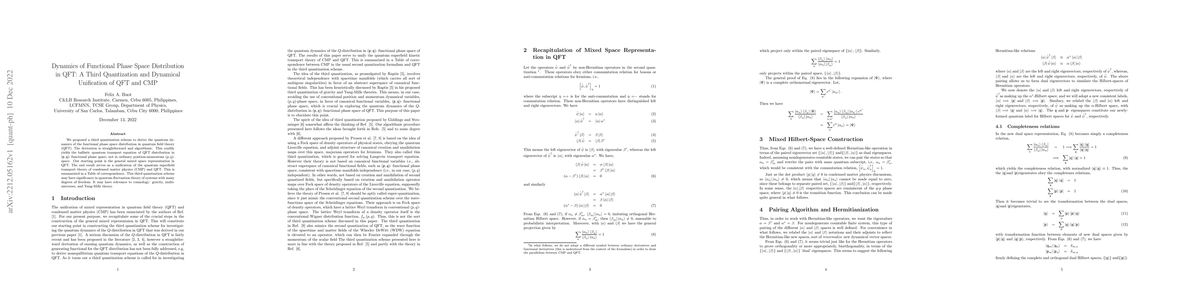 Thumbnail for Dynamics of Functional Phase Space Distribution in QFT: A Third
  Quantization and Dynamical Unification of QFT and CMP