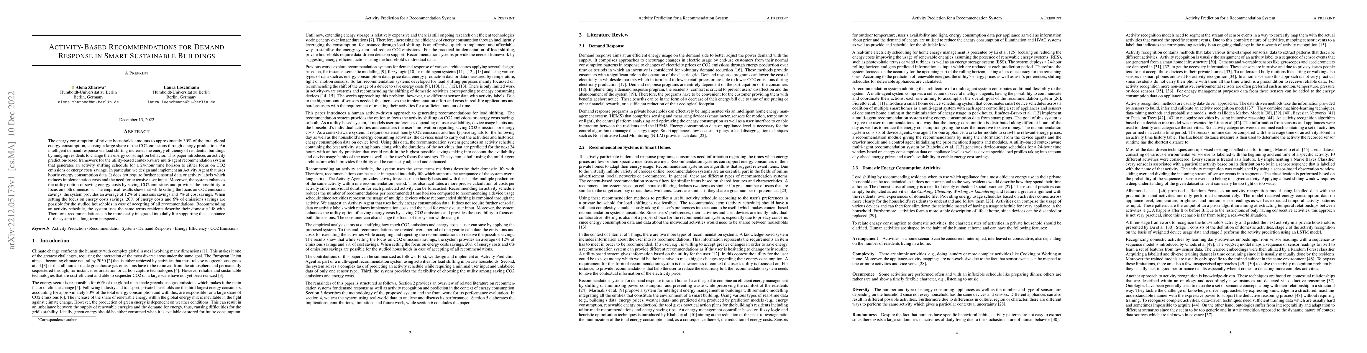 Thumbnail for Activity-Based Recommendations for Demand Response in Smart Sustainable
  Buildings