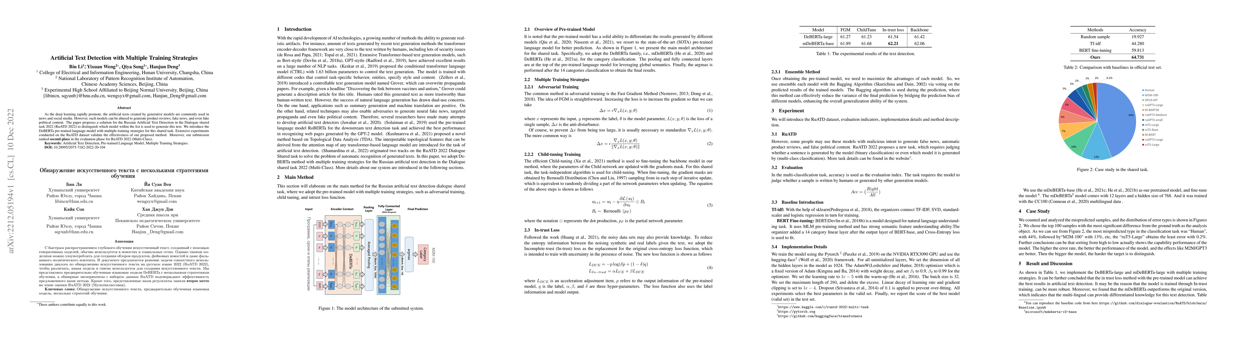 Thumbnail for Artificial Text Detection with Multiple Training Strategies