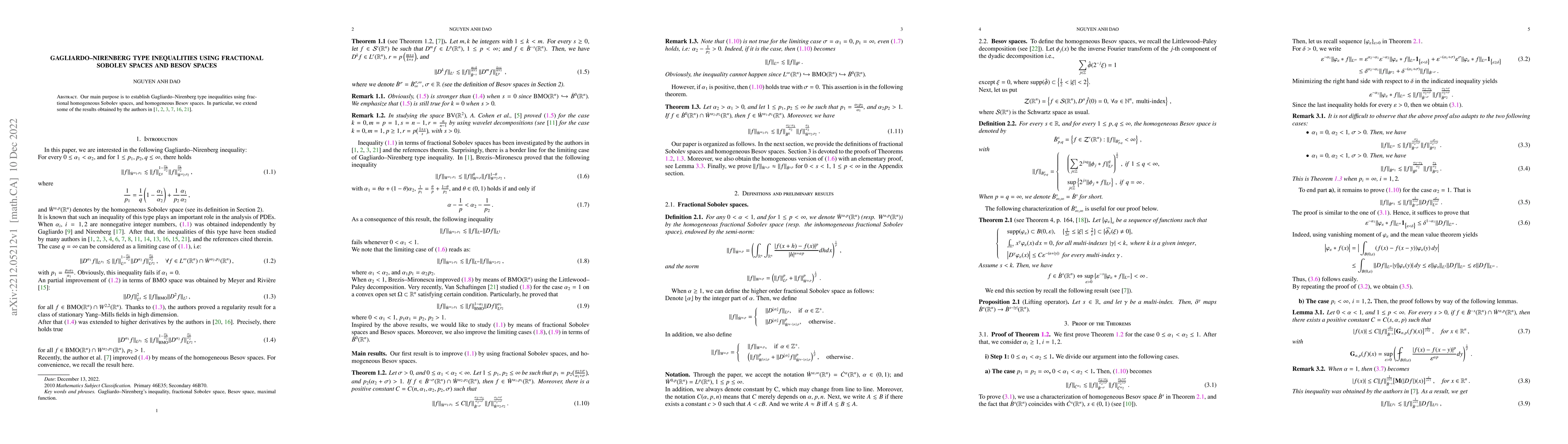 Thumbnail for Gagliardo-Nirenberg type inequalities using fractional Sobolev spaces
  and Besov spaces