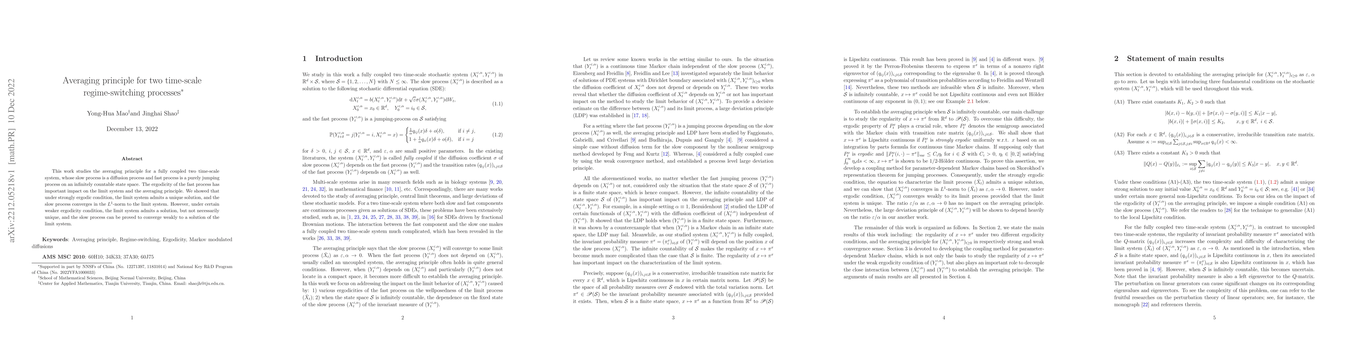 Thumbnail for Averaging principle for two time-scale regime-switching processes
