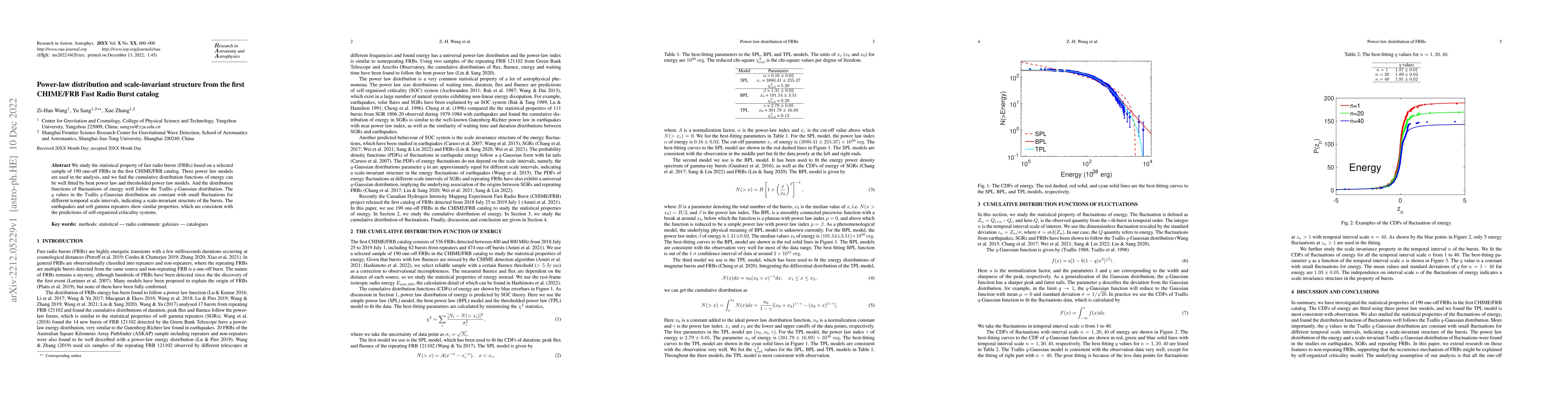 Thumbnail for Power-law distribution and scale-invariant structure from the first
  CHIME/FRB Fast Radio Burst catalog