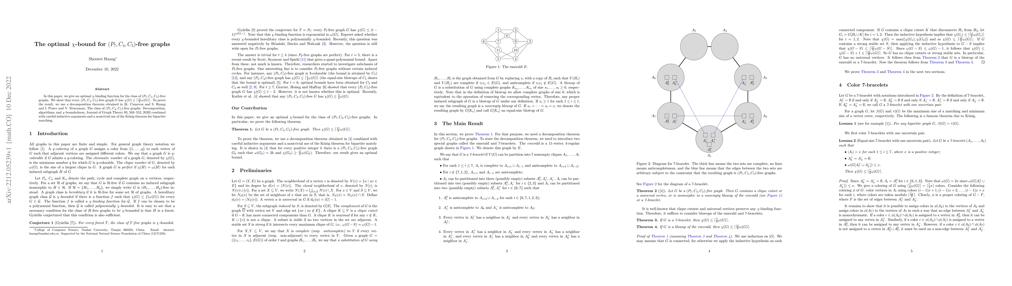 Thumbnail for The optimal $\chi$-bound for $(P_7,C_4,C_5)$-free graphs