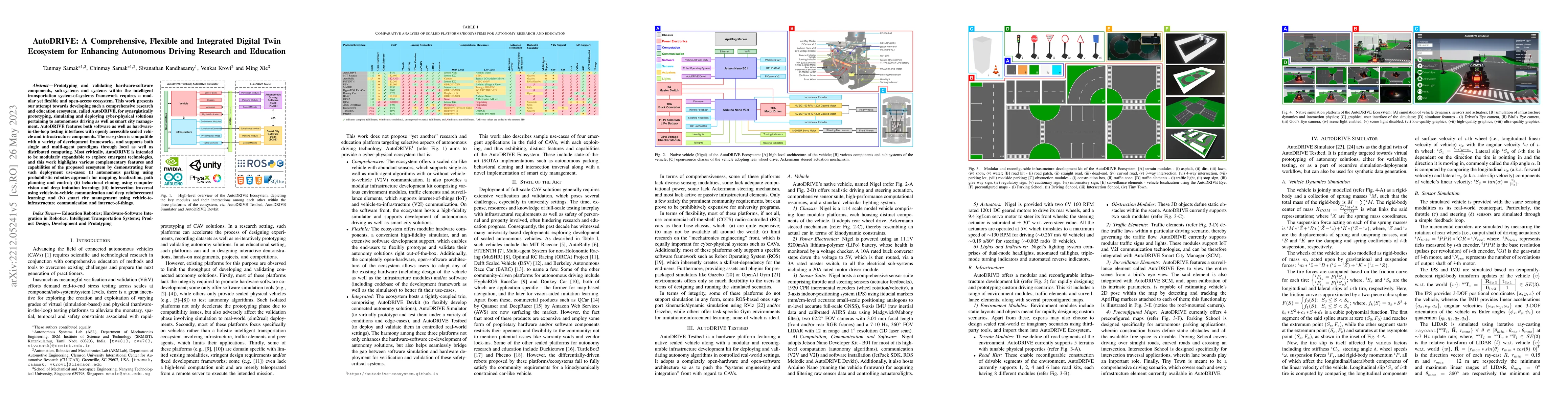 Thumbnail for AutoDRIVE: A Comprehensive, Flexible and Integrated Digital Twin
  Ecosystem for Enhancing Autonomous Driving Research and Education