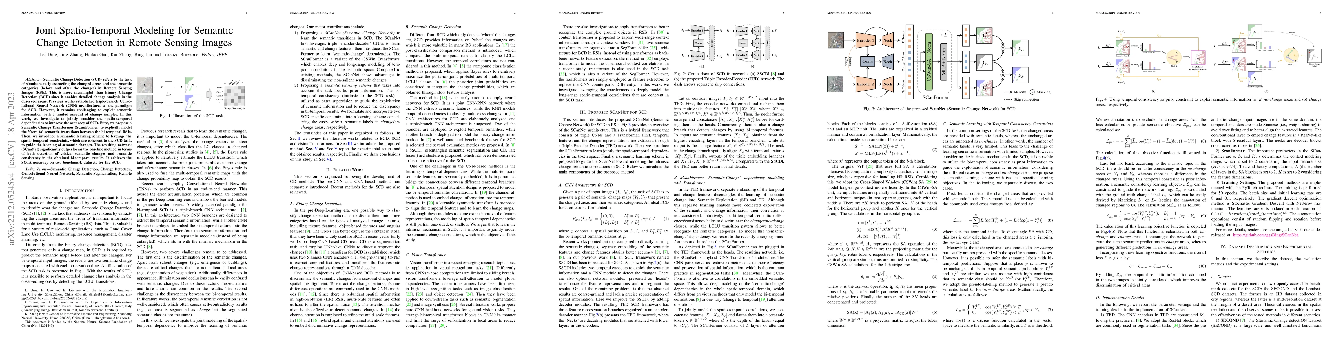 Thumbnail for Joint Spatio-Temporal Modeling for the Semantic Change Detection in
  Remote Sensing Images