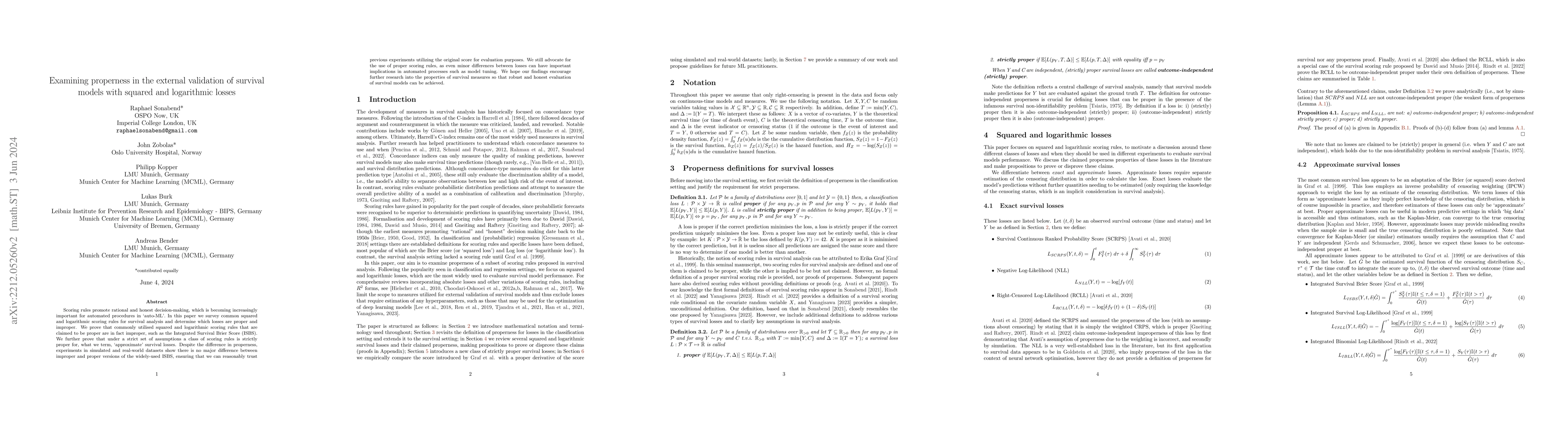 Thumbnail for Examining properness in the external validation of survival models with
  squared and logarithmic losses