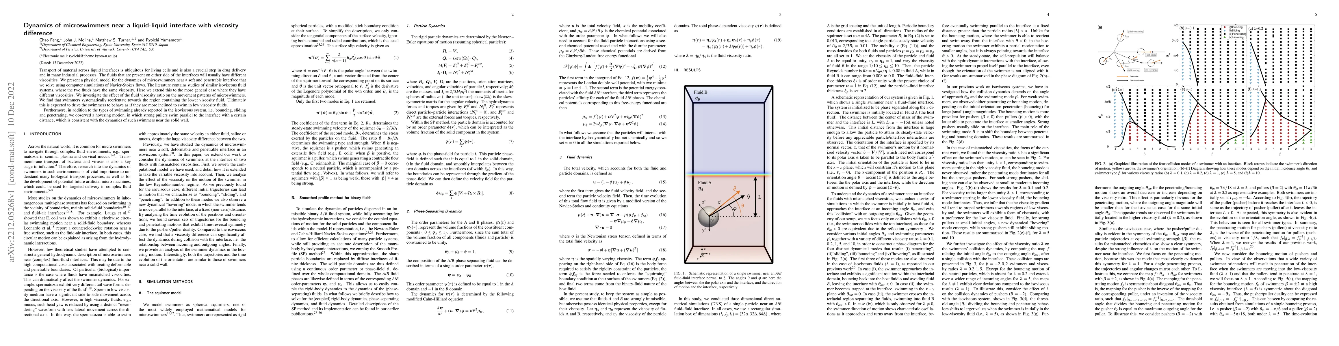 Thumbnail for Dynamics of microswimmers near a liquid-liquid interface with viscosity
  difference