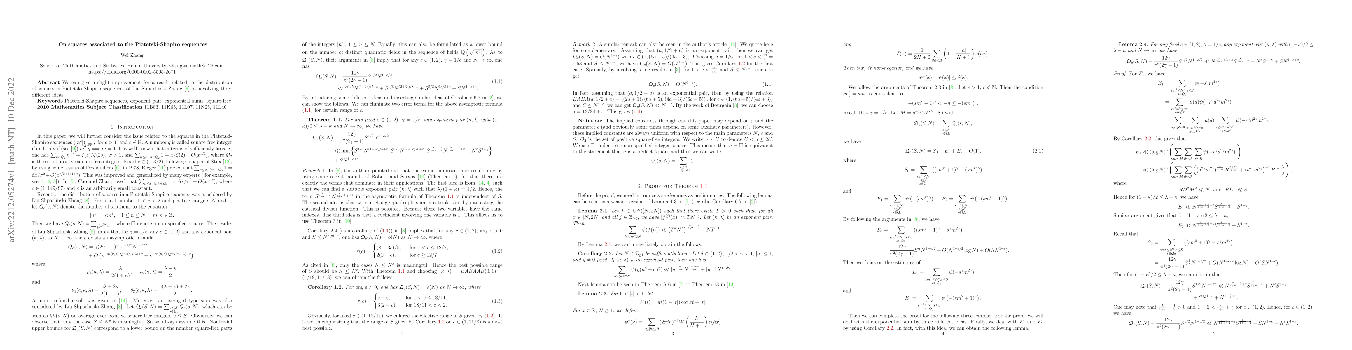 Thumbnail for On squares associated to the Piatetski-Shapiro sequences