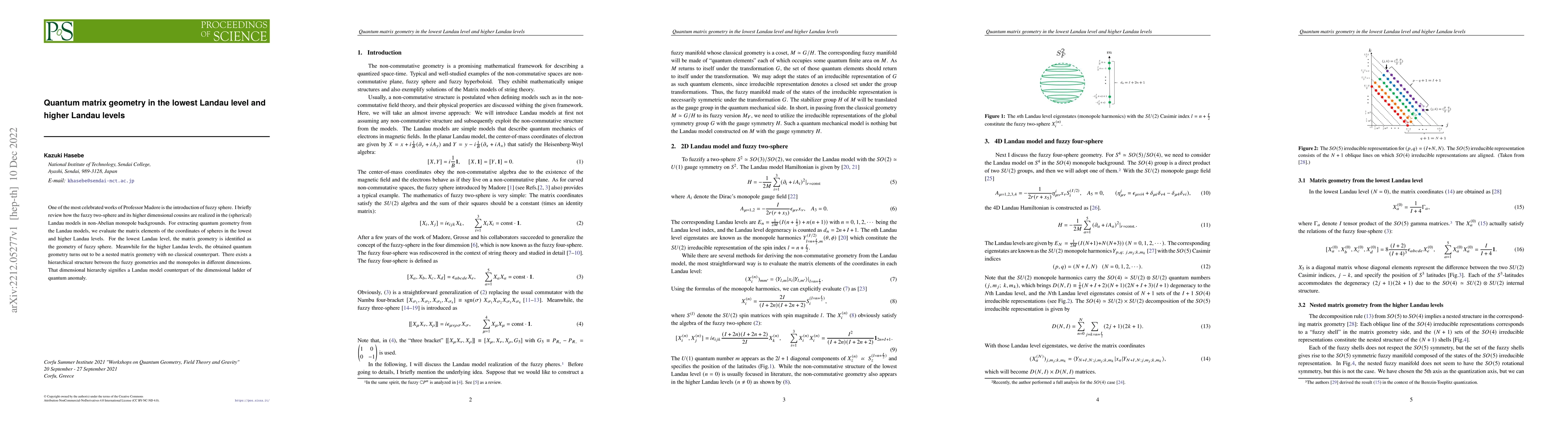 Thumbnail for Quantum matrix geometry in the lowest Landau level and higher Landau
  levels