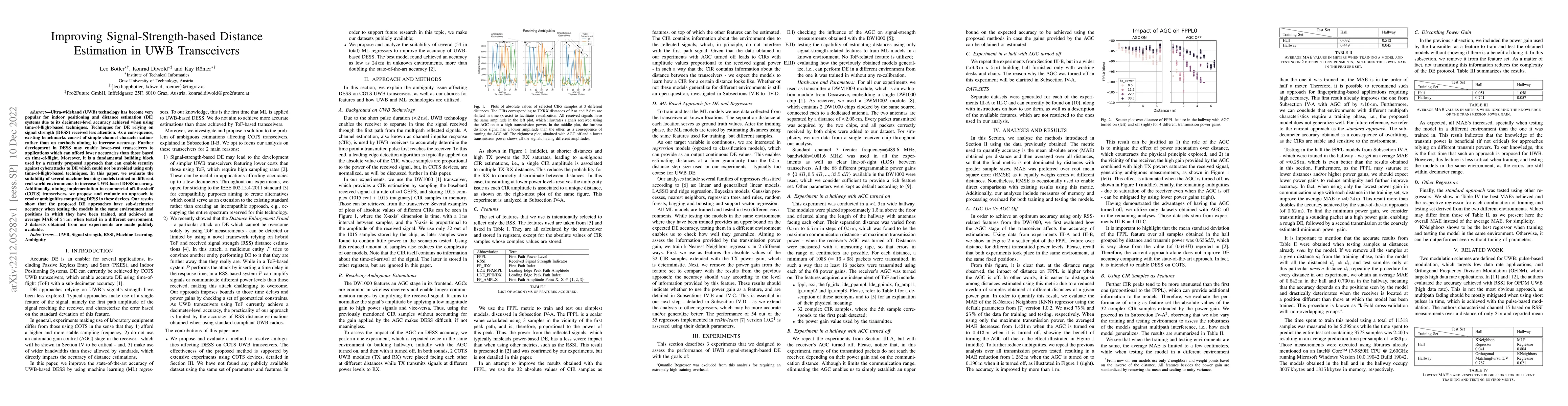 Thumbnail for On signal strength-based distance estimation using UWB technology