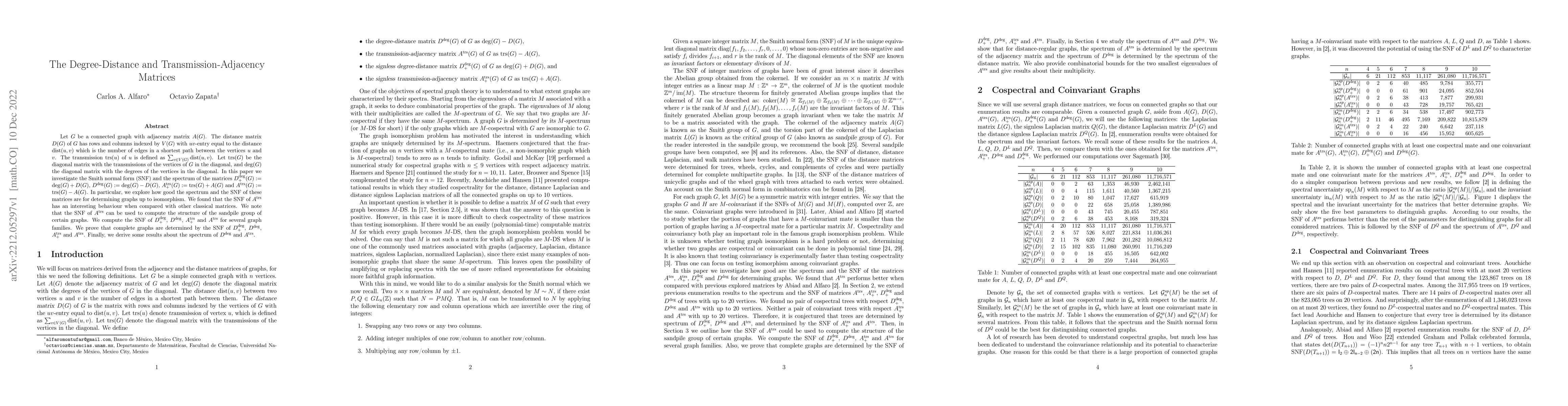 Thumbnail for The degree-distance and transmission-adjacency matrices