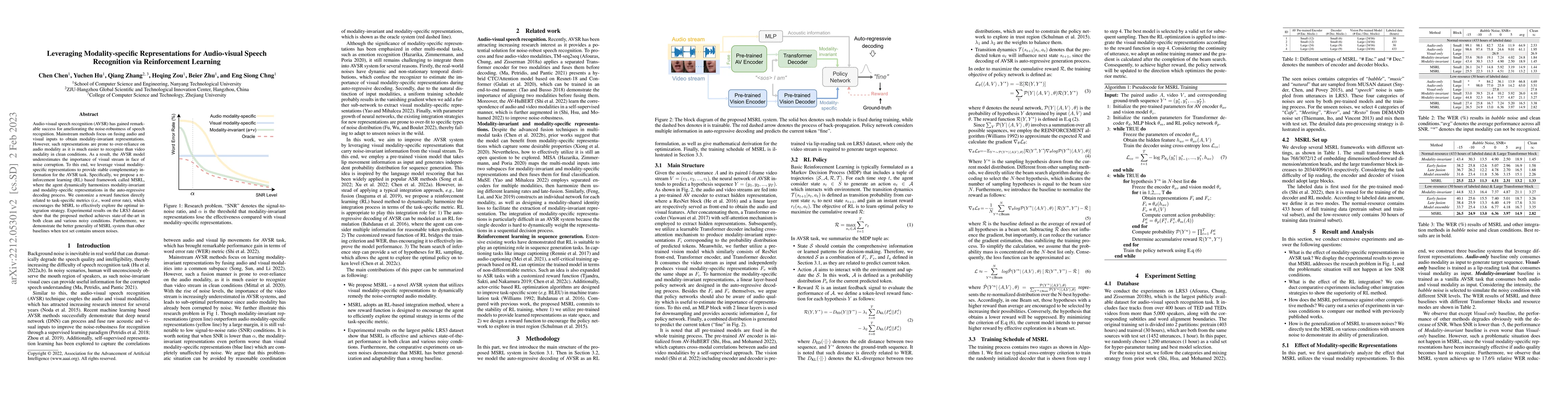 Thumbnail for Leveraging Modality-specific Representations for Audio-visual Speech
  Recognition via Reinforcement Learning