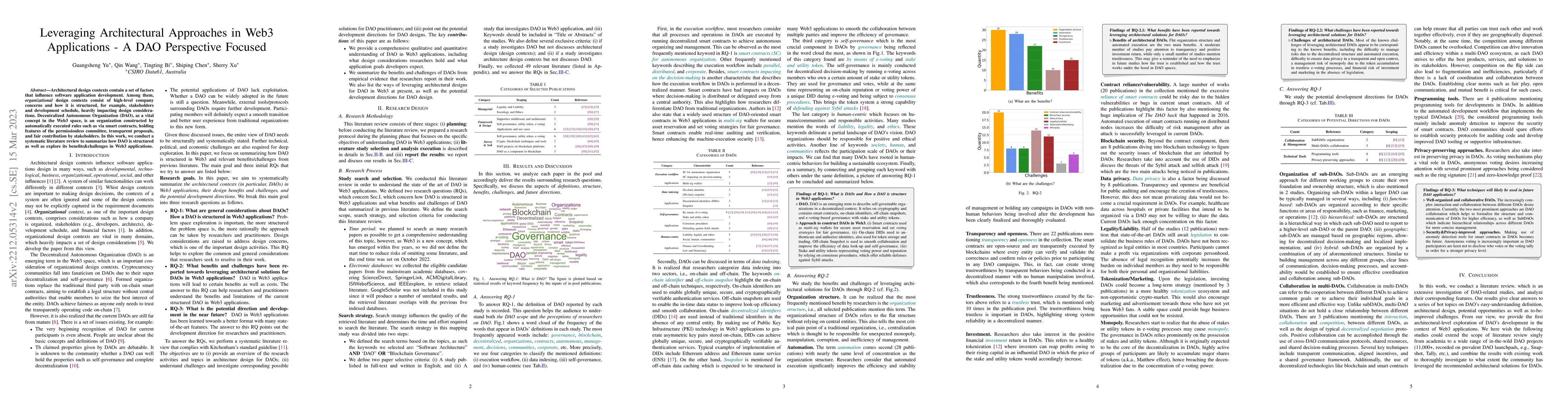 Thumbnail for Leveraging Architectural Approaches in Web3 Applications -- A DAO
  Perspective Focused