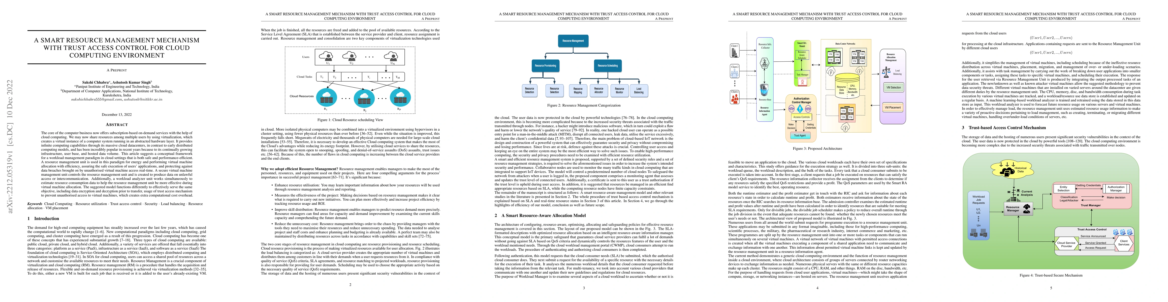 Thumbnail for A smart resource management mechanism with trust access control for
  cloud computing environment