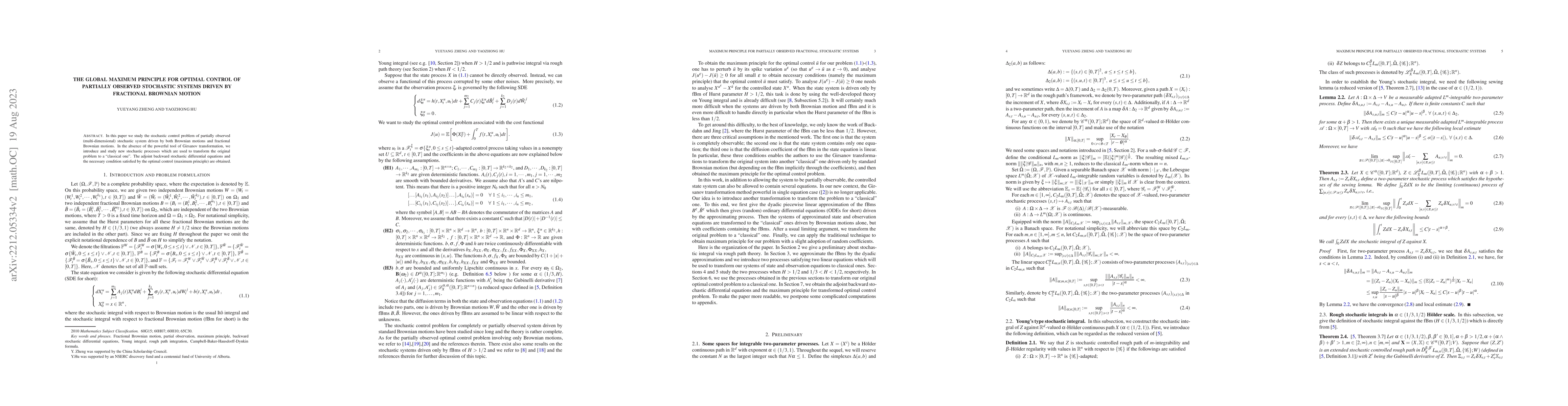 Thumbnail for The Global Maximum Principle for Optimal Control of Partially Observed
  Stochastic Systems Driven by Fractional Brownian Motion