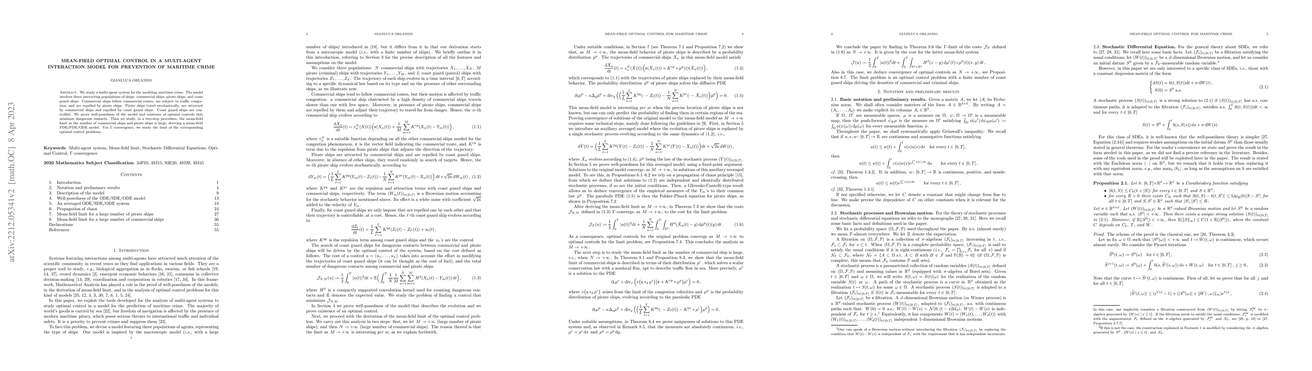 Thumbnail for Mean-field optimal control in a multi-agent interaction model for
  prevention of maritime crime