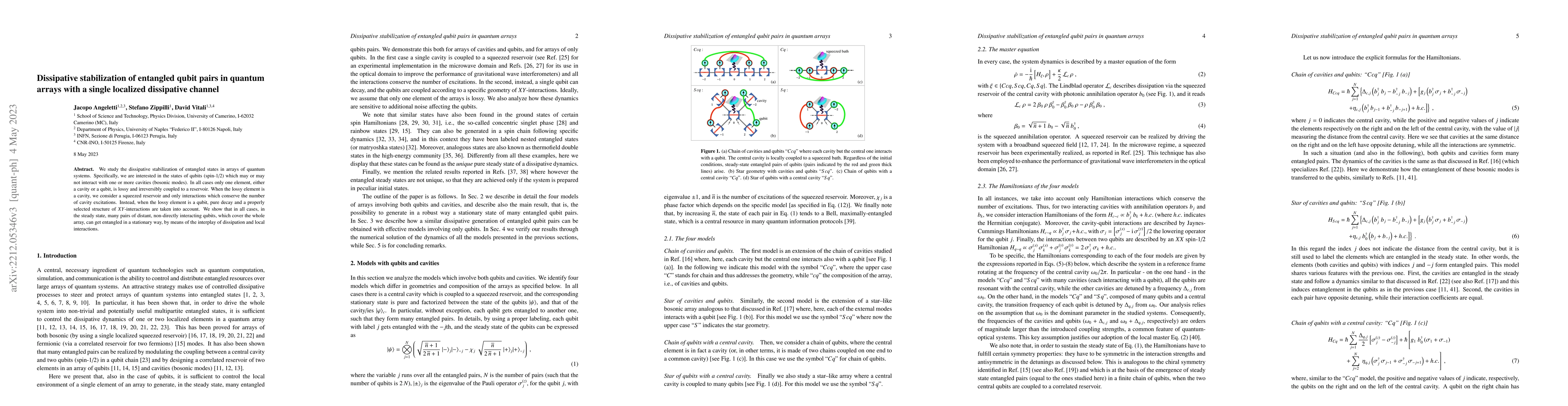 Thumbnail for Dissipative stabilization of entangled qubit pairs in quantum arrays
  with a single localized dissipative channel