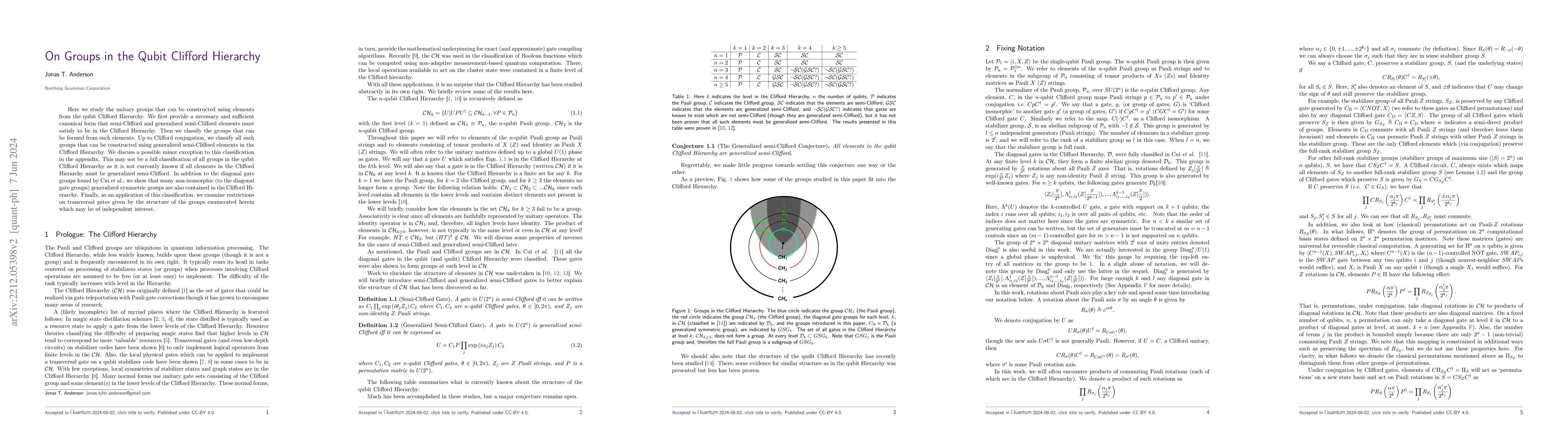 Thumbnail for On Groups in the Qubit Clifford Hierarchy