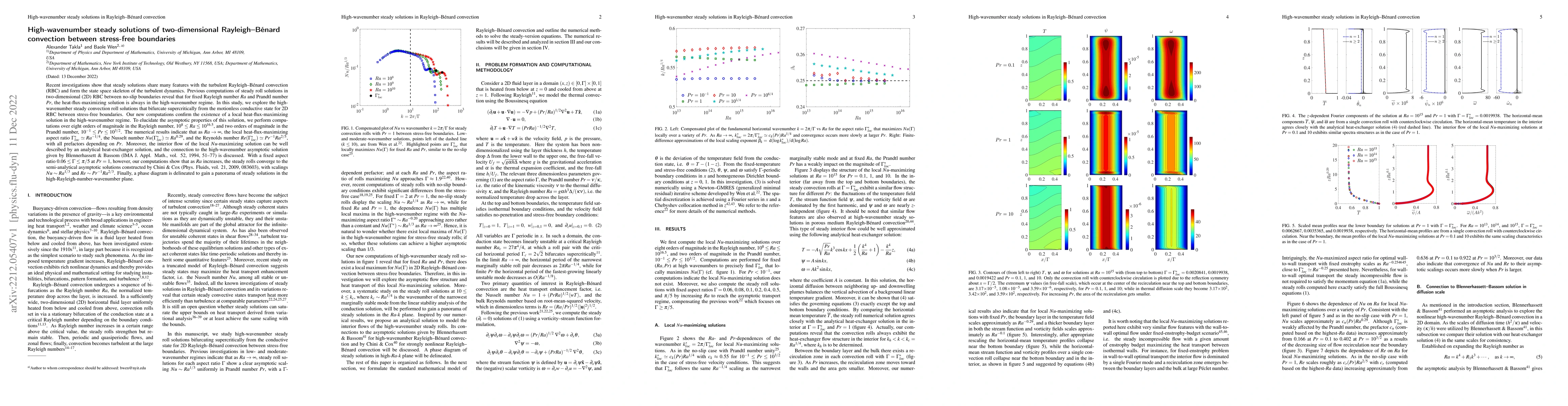 Thumbnail for High-wavenumber steady solutions of two-dimensional Rayleigh--B\'enard
  convection between stress-free boundaries