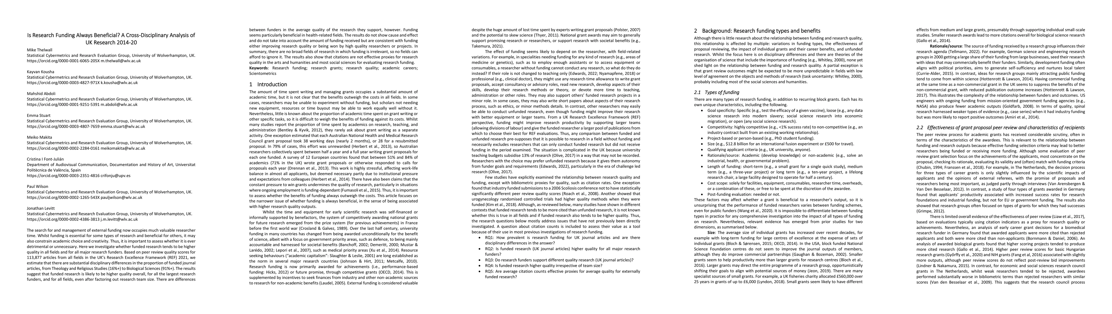 Thumbnail for Is Research Funding Always Beneficial? A Cross-Disciplinary Analysis of
  UK Research 2014-20