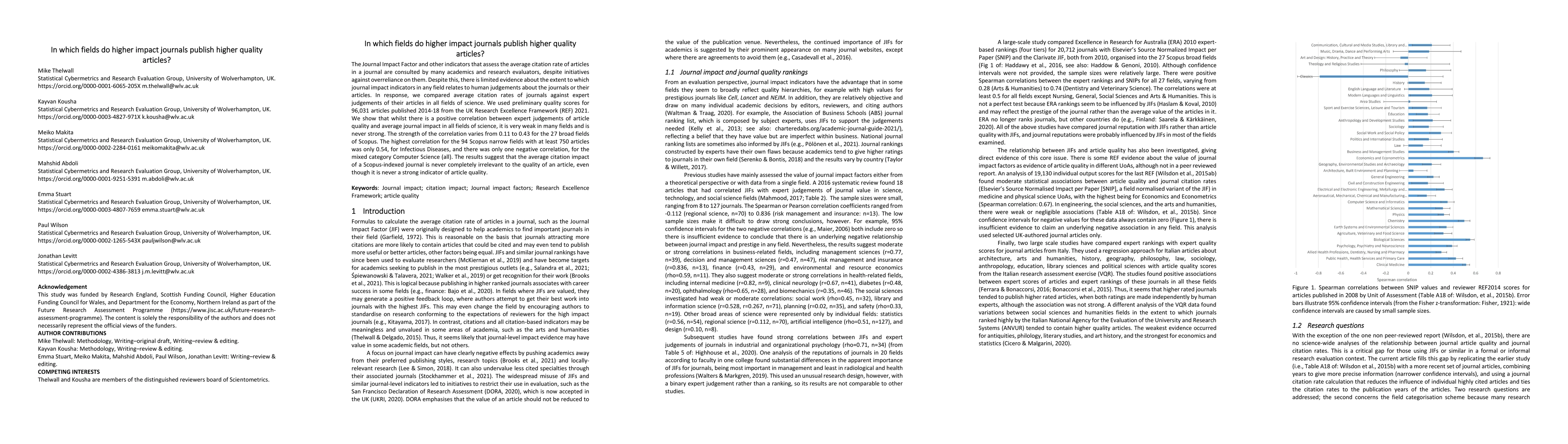 Thumbnail for In which fields do higher impact journals publish higher quality
  articles?