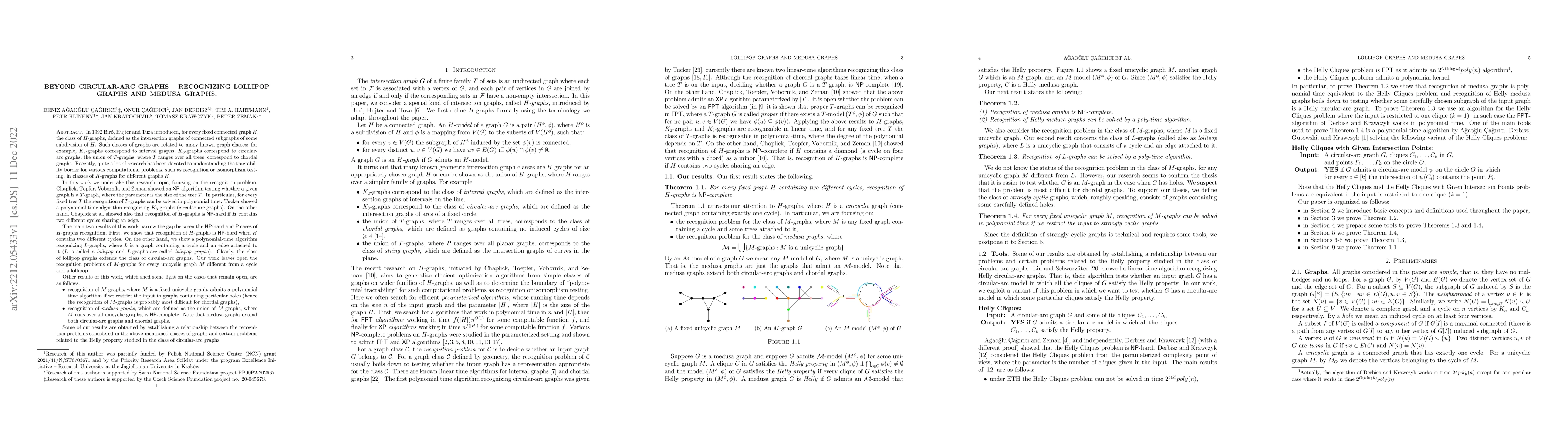 Thumbnail for Beyond circular-arc graphs -- recognizing lollipop graphs and medusa
  graphs